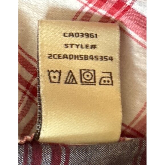 Denver Hayes Plaid Shirt Lg Mens Classic Fit Red Navy Pearl Snap Western Cotton - Picture 6 of 9